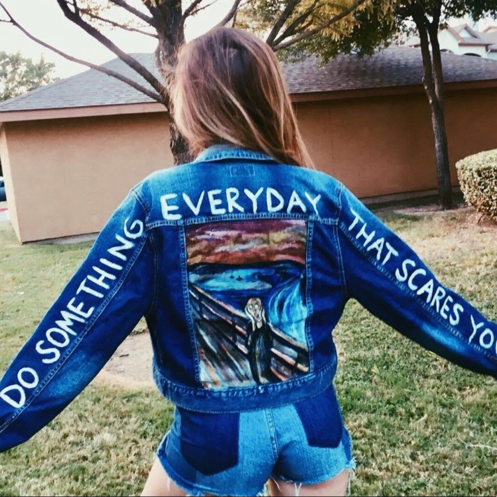 Scream hand painted jean jacket